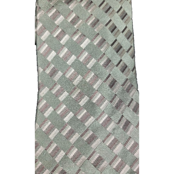 Covington Men's Silk Necktie Green Gold Design Long 3" Wide - Picture 1 of 5